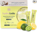 Belle HydroBelle Electrolyte Powder Drink Mix, Lemon Lime, Sugar Free Hydration Packets Made with Coconut Water and Electrolytes, Vegan, Keto, and Dairy Free, Travel Friendly, 32 Count