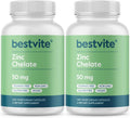 BESTVITE Zinc Chelate 50mg (480 Vegetarian Capsules) (240 x 2) - No Stearates - Vegan - Non GMO - Gluten Free