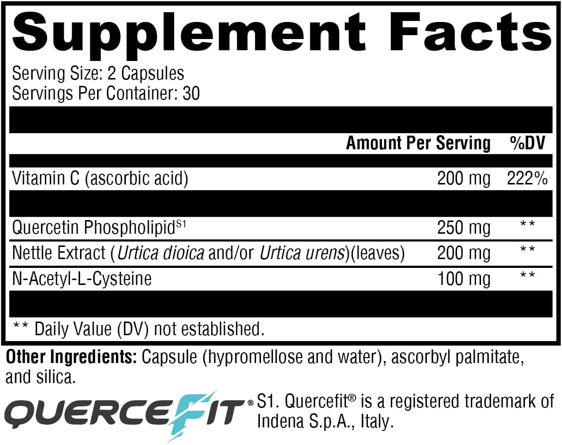 XYMOGEN Quercetin 20× Plus - Quercetin Supplements - Daily Complex with Vitamin C, N-Acetyl-L-Cysteine & Nettles - Formulated for Respiratory Support - Vegan & Gluten-Free (60 Capsules)