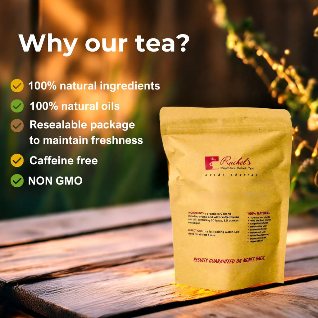 Rachel's Tea: Turmeric, Wild Yam, Ginger, Marshmallow, Chamomile, Peppermint, Fennel, Slippery Elm: 30 bags, 60 cups