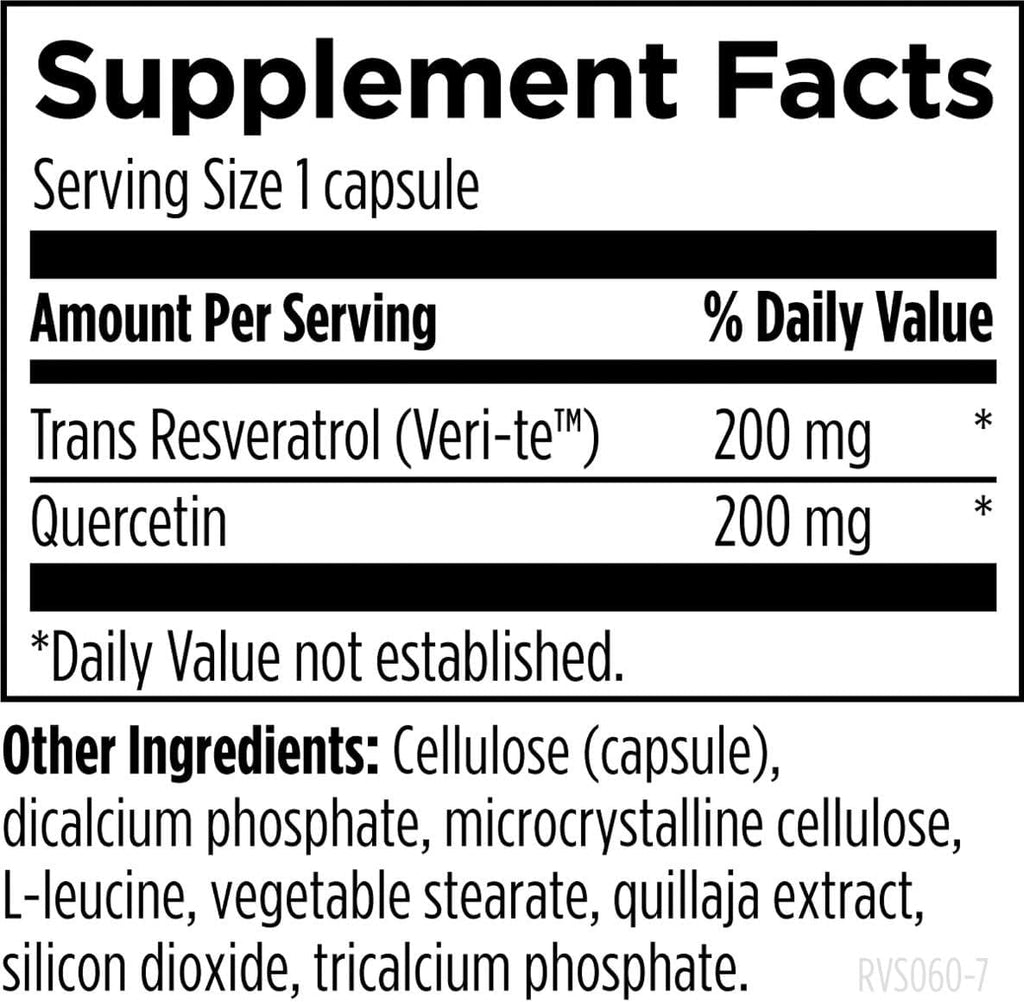 Designs for Health Resveratrol Supreme - Trans Resveratrol from Japanese Knotweed + Quercetin - Healthy Aging + Cardiovascular Support Supplement, Non-GMO (60 Capsules)
