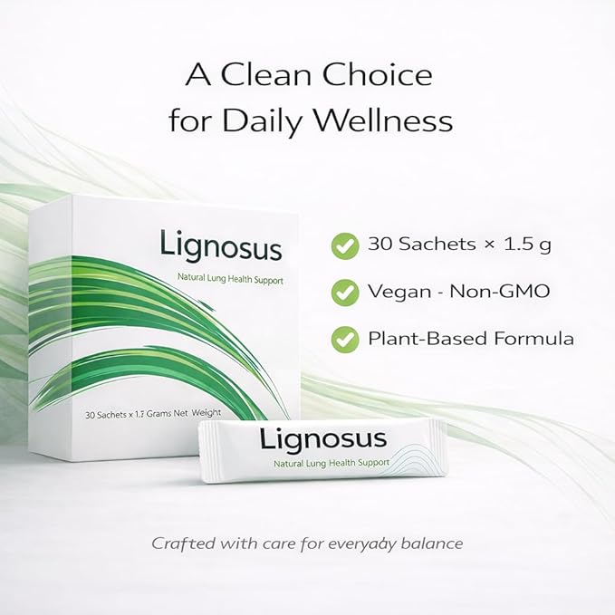 Lignosus Lung Support, Natural Respiratory Health Supplement with Organic Tiger Milk Mushroom, Passion Fruit Extract for Immune Support, Detox & Respiratory Support, Non-GMO, Vegan | 30 Sachets (1)