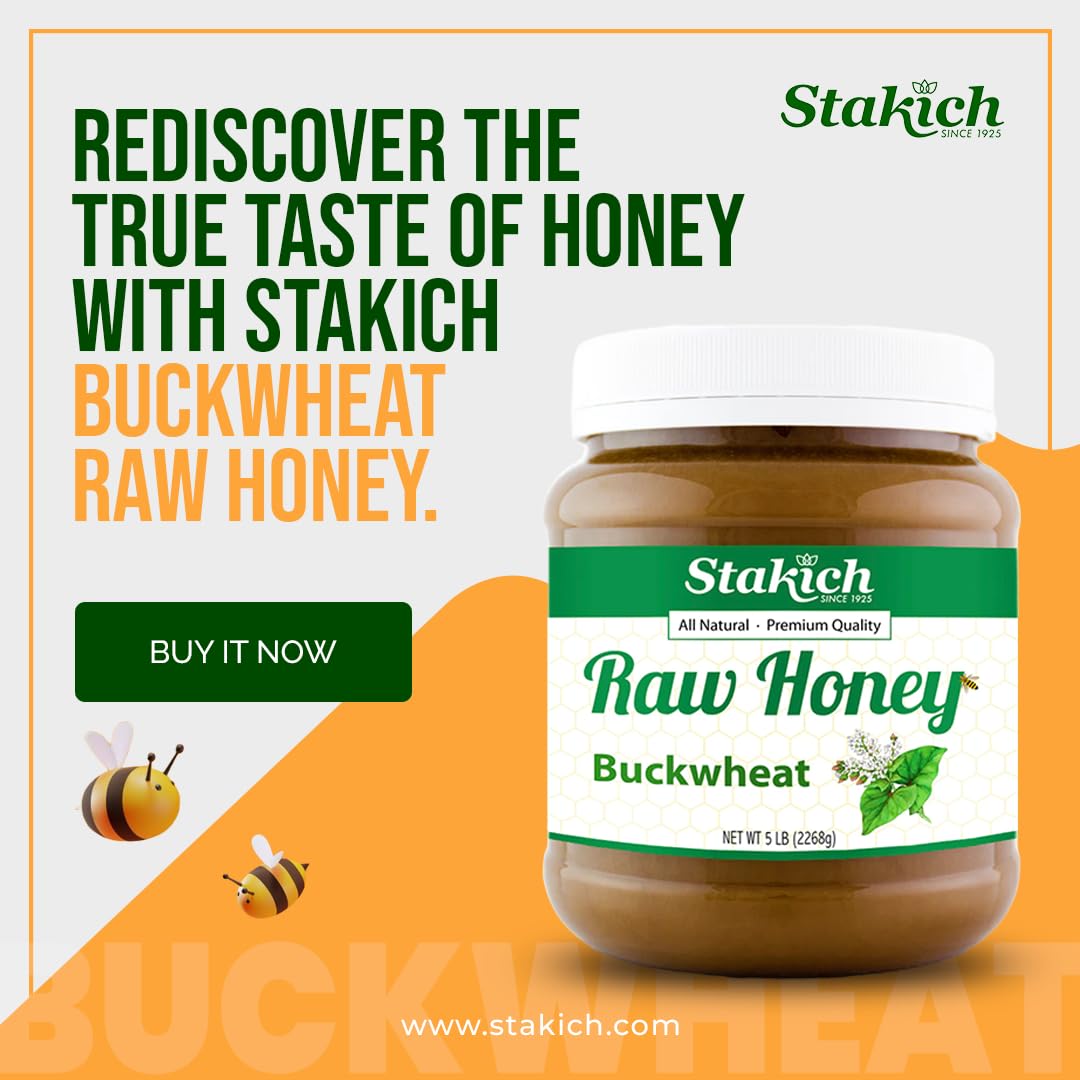 Stakich Buckwheat Antioxidant Raw Honey - Pure, Unprocessed, Unheated, Kosher (40 ounce))