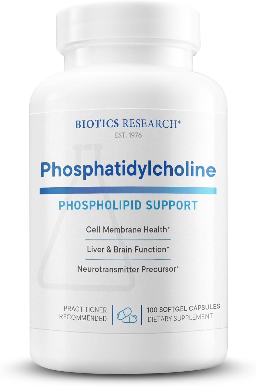 Biotics Research Phosphatidylcholine 420 mg/softgel, Healthy Cognitive Function, Derived from Lecithin, Contains Choline for Neurotransmitter Acetylcholine, 100 Servings