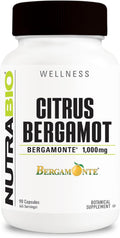 NutraBio Citrus Bergamot Bergamonte Extract Supplement, 1,000mg - May Help Promote Cardiovascular Health and Wellness, 90 Capsules