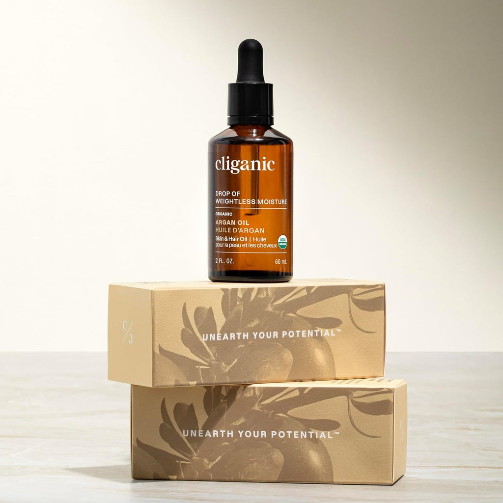 Cliganic Organic Argan Oil 8oz with Pump, 100% Pure - for Hair, Face & Skin (Packaging May Vary)