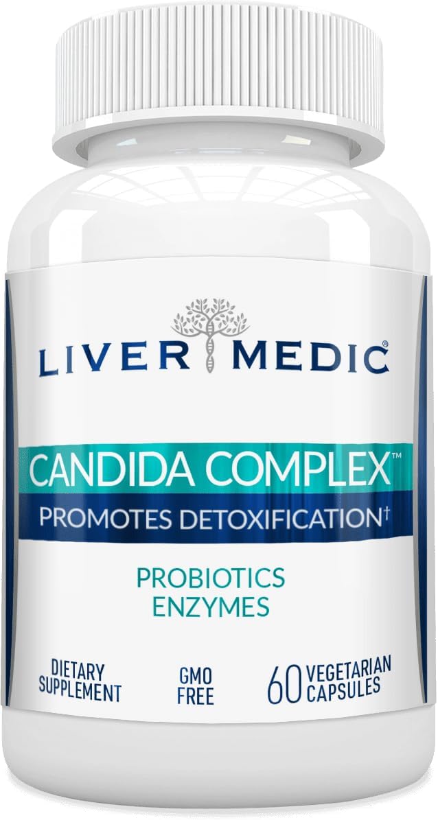 Candida Complex Oregano Oil, Digestive Enzymes, Candida Cleanse, Non-GMO Probiotic Supplement with Organic Herbs, Caprylic Acid, Grape Seed Extract, 60 Vegetarian Capsules
