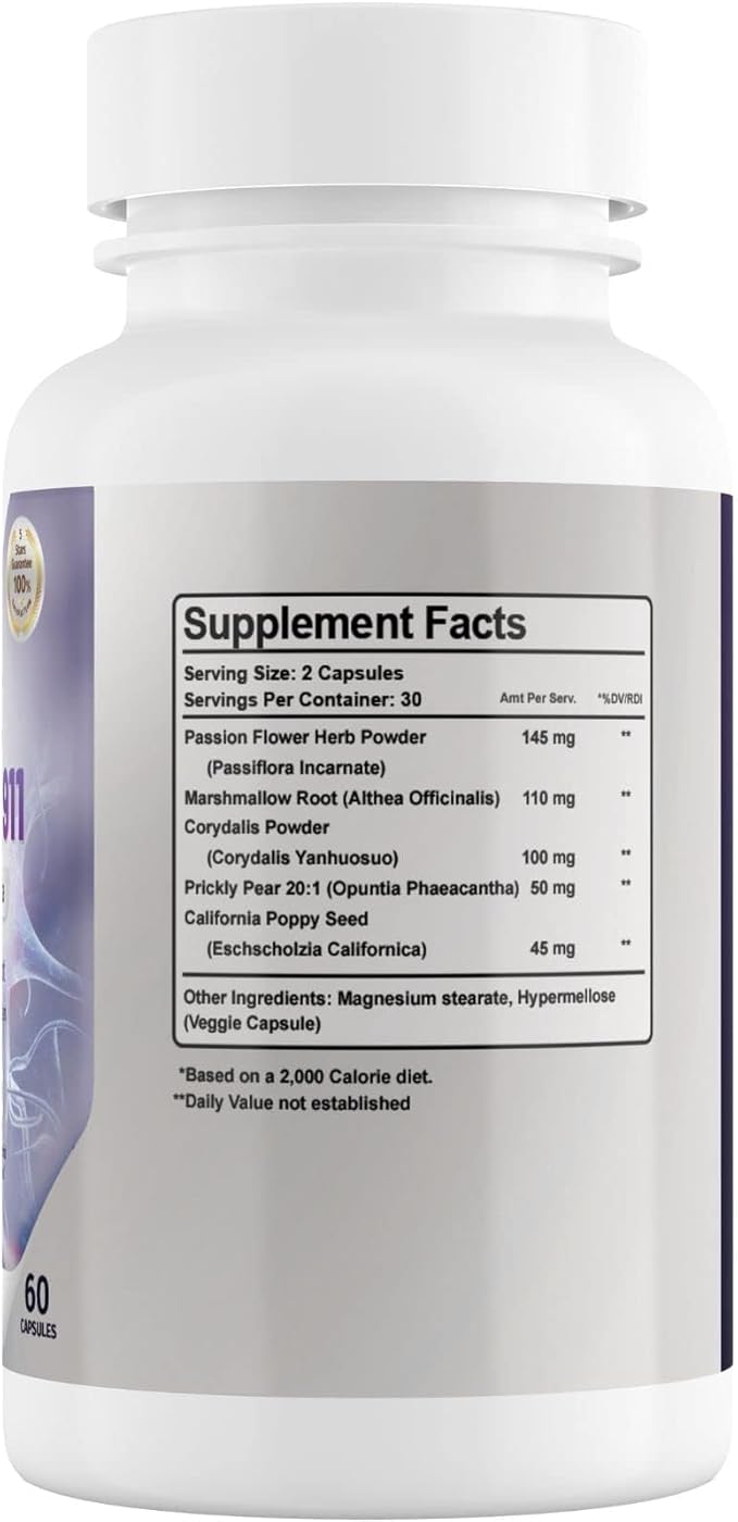 Nerve Control 911 - Natural Plant Based Nerve Health Supplement Capsules- 2 Pack