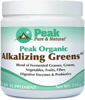 Peak Pure & Natural Peak Organic Alkalizing Greens Support pH Balance and Alkalinity | Superfood Green Drink Powder | Blend of Fermented Grass, Vegetable, & Fruit | Digestive Enzyme & Probiotic Powder
