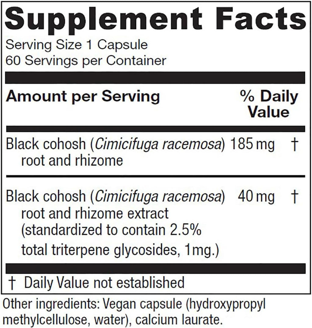 Vitanica Black Cohosh, Cimicifuga Extract Plus, Vegan, 60 Capsules