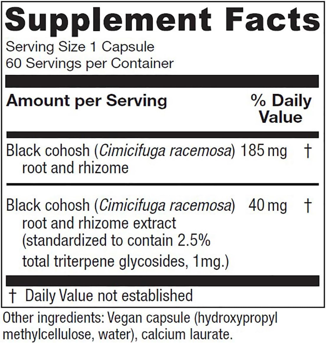 Vitanica Black Cohosh, Cimicifuga Extract Plus, Vegan, 60 Capsules