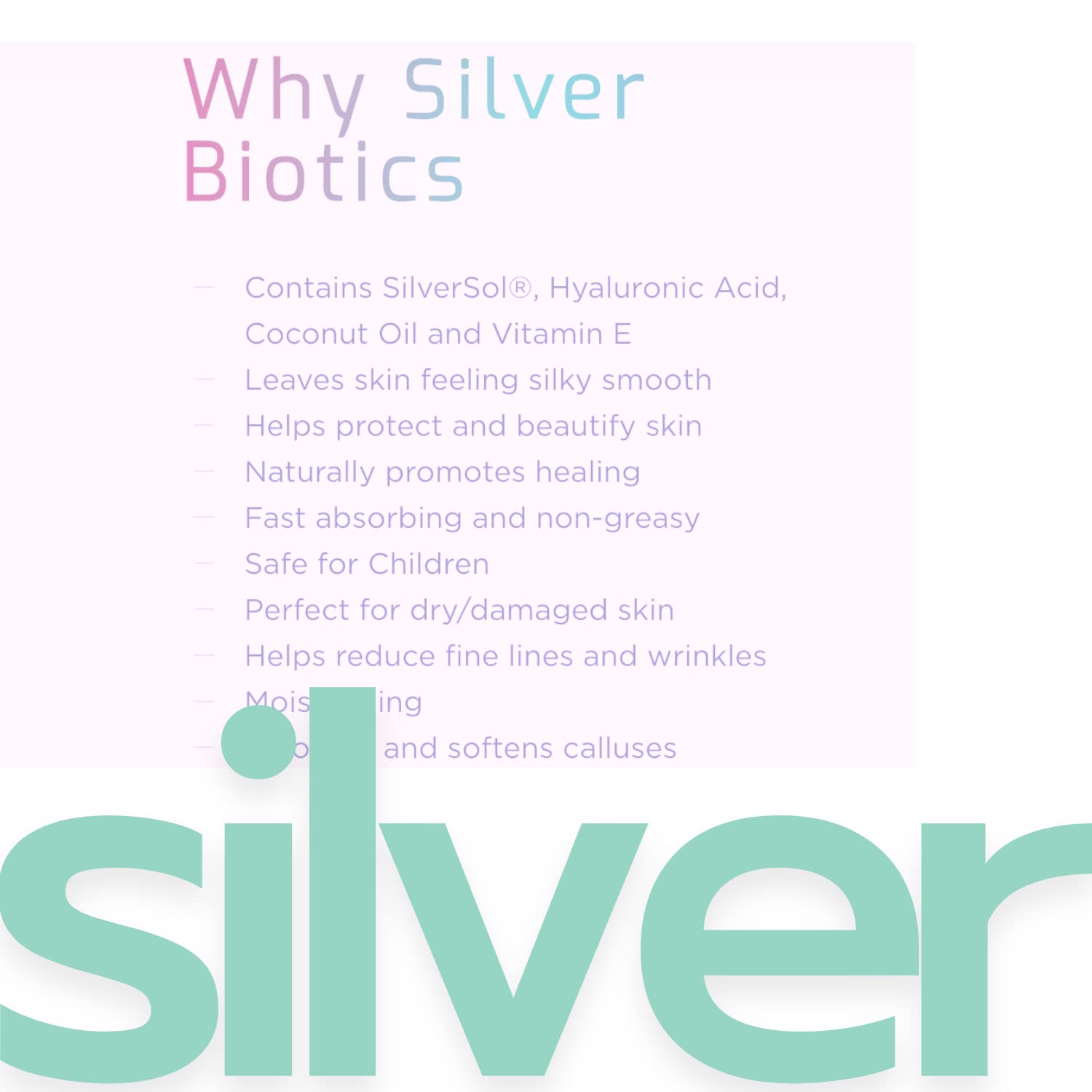 Silver Biotics Nano Silver Healing Lotion Cream | SilverSol and Hyaluronic Acid | All Natural Ingredients to Heal, Smooth Your Skin Blemishes and Scars | Unscented Scent Infused | 1.2 oz