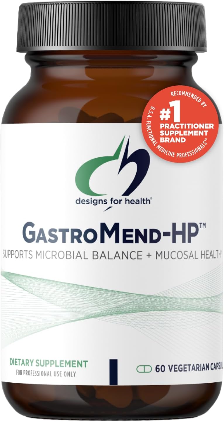 Designs for Health GastroMend HP - Mastic Gum, Zinc, L-Carnosine, Deglycyrrhizinated Licorice Gut Health Supplements - May Support Gastric Health, Occasional Bloating or Upset Stomach (60 Capsules)