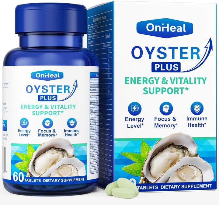 Premium Oyster Supplement - Contains Oyster Powder 100% Natural Oyster Extract, Rich in zinc and Minerals, 500mg, boosts Immunity and Energy, Oyster Supplement for Men and Women, 60 Tablets (LB-ML)