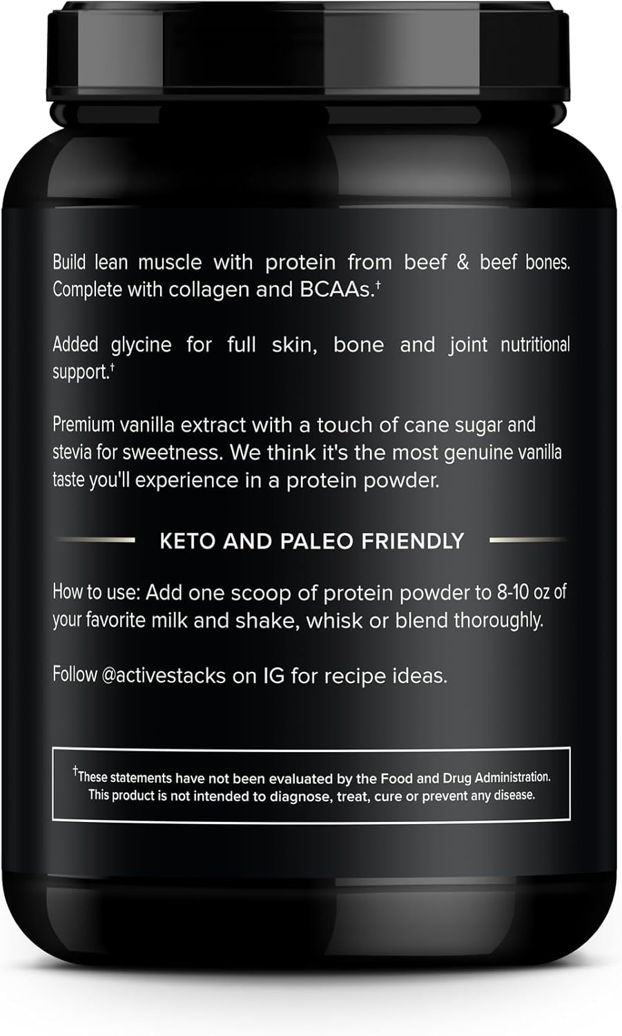 Beef Protein Powder, Vanilla - Dairy Free with Natural Collagen for Keto, Paleo, Bone Broth & Low Carb Diets, 2 Pound