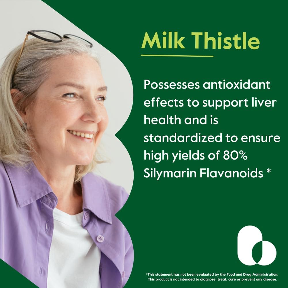 BESTVITE Milk Thistle 300mg (240 Vegetarian Capsules) - Standardized to 80% Silymarin Flavonoids - No Stearates - Vegan - Non GMO - Gluten Free