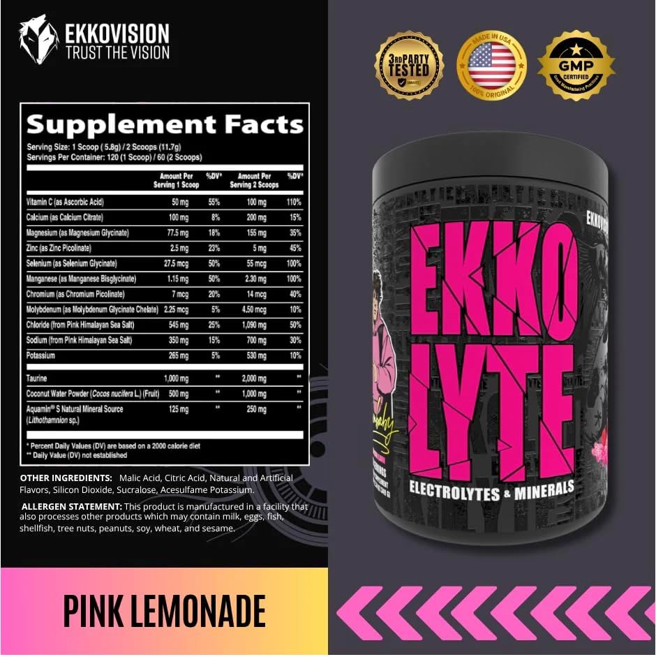 Ekkovision Ekkolyte 60 Servings Pink Lemonade