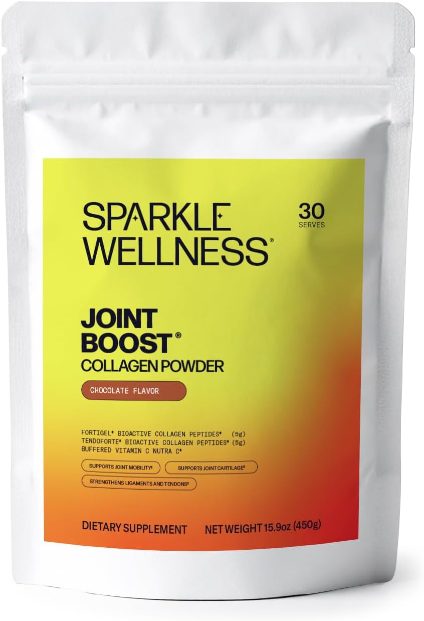 Sparkle Wellness FORTIGEL & TENDOFORTE Collagen Peptides | Collagen Powder with Calcium Ascorbate Vitamin C to Support Joint Mobility, Tendon & Ligament Health | Joint Boost (Chocolate) [30-Serves]