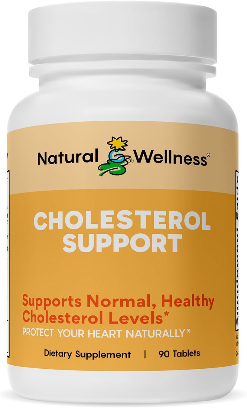 Natural Wellness Cholesterol Support – Herbal & Nutrient Supplement for Healthy Cholesterol Levels, Heart Function, Artery Health & Circulation – Cardiovascular Support Formula – 90 Tablets