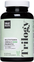 Vibrant Health, Trilogy Vegan, Probiotic Multivitamin with an Essential Blend of Omega-3 from Vegan Algal Oil, Vitamin A, B12, C, D3, E, Selenium, Magnesium & Zinc, 30 Servings