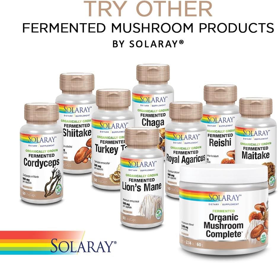 SOLARAY Organically Grown Fermented Mushroom Immune Complex 600 mg | Healthy Immune Function Support | 100 VegCaps