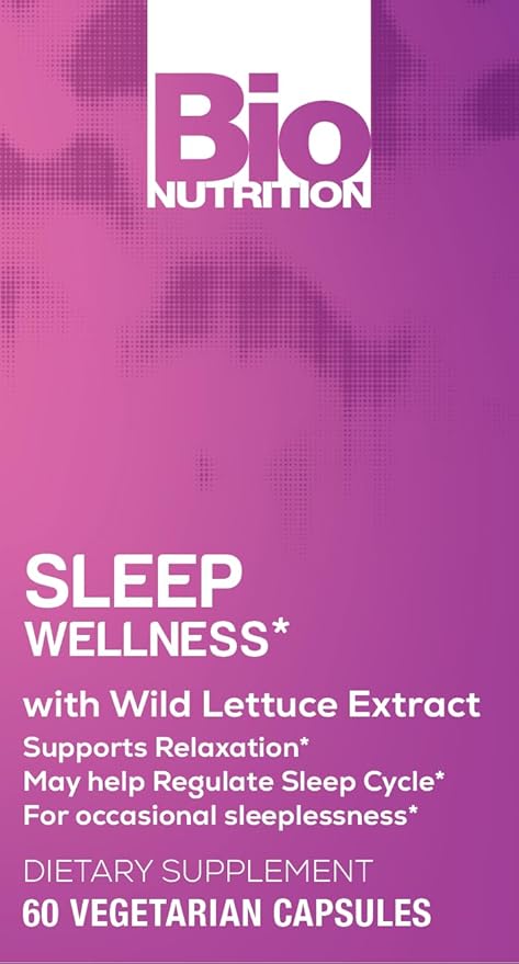 Bio Nutrition Sleep Wellness 60 Vegetarian Capsules | Wild Lettuce Extract | Supports Relaxation | Promotes a Better Sleep Cycle | May Assist with Stress Relief