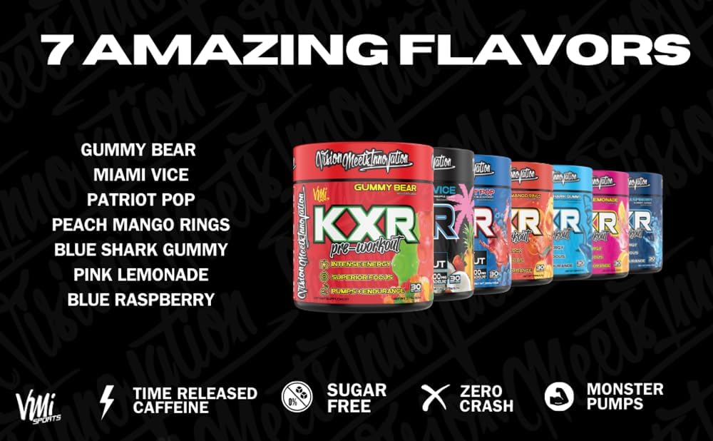 KXR Pre-Workout Energy Powder | Intense Energy Pre-Workout Drink for Men and Women| Creatine Free | Improves Performance - Enhanced Focus & Increased Endurance | 30 Servings (Pink Lemonade)