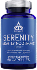 Thrivous Serenity - Natural Sleep Aid Pills - 5mg Melatonin with Ashwagandha, L-Theanine, and Magnesium Glycinate - Extra Strength Stress Relief Supplement - 30 High Dose Servings - 60 Capsules