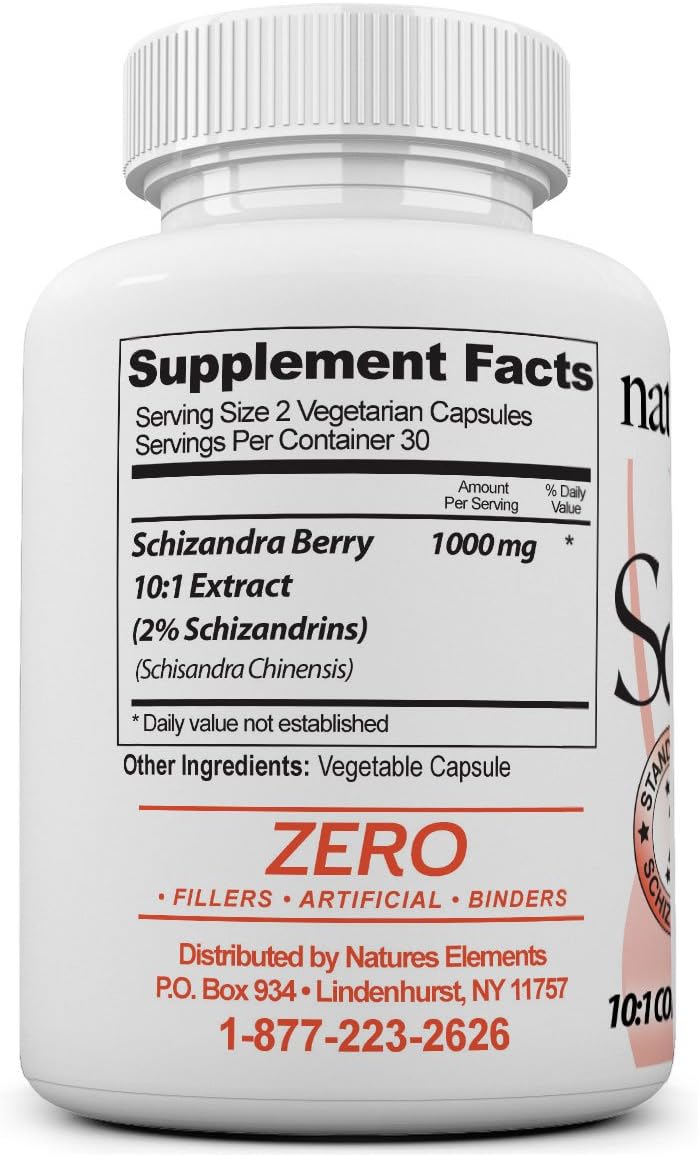 Natures Elements Schizandra Berry Extract – 3 Pack – 10:1 Concentrated Herbal Supplement – 1000mg Per Serving - Veggie Capsules – 60 Count Each – Non-GMO, 100% Pure – 1 Month Supply