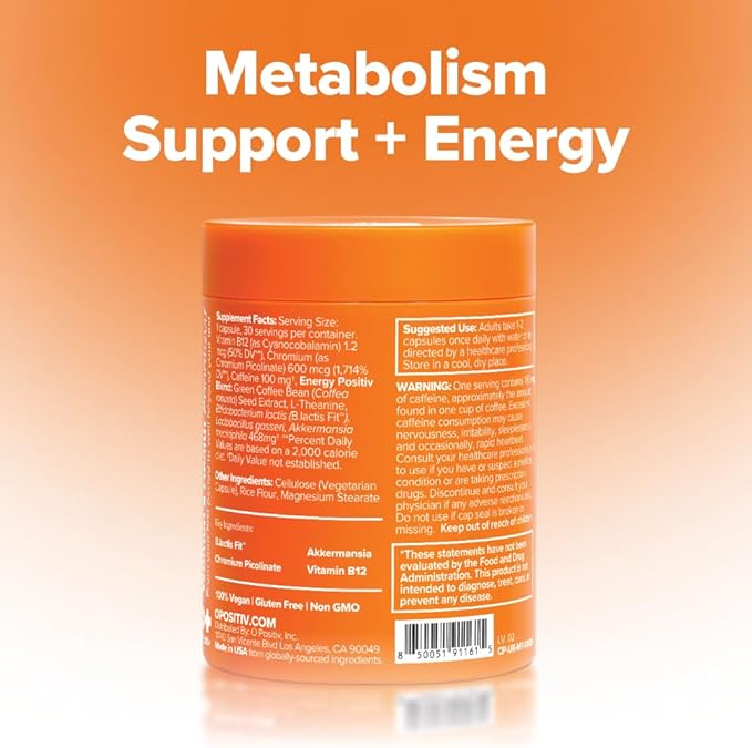 URO Metabolism + Probiotic Support Capsules – Metabolism, Gut Health & Sustained Energy – with Chromium Picolinate, Green Coffee Bean Extract & Targeted Probiotics – 1 Month Supply – 30 Servings