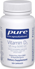 Pure Encapsulations Vitamin D3 125 mcg (5,000 IU) - Supplement to Support Bone, Joint, Breast, Heart, Colon, and Immune Health* - with Vitamin D - 120 Capsules