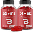 NutraChamps Vitamin D3 & B12, Methyl B12 Gummies for Adults & Kids, Enhanced with Vitamin D 3 & B9 Vitamin Folate, Natural Energy, Mood, Metabolism & Focus, Raspberry, 120 Gummies (Pack of 2)