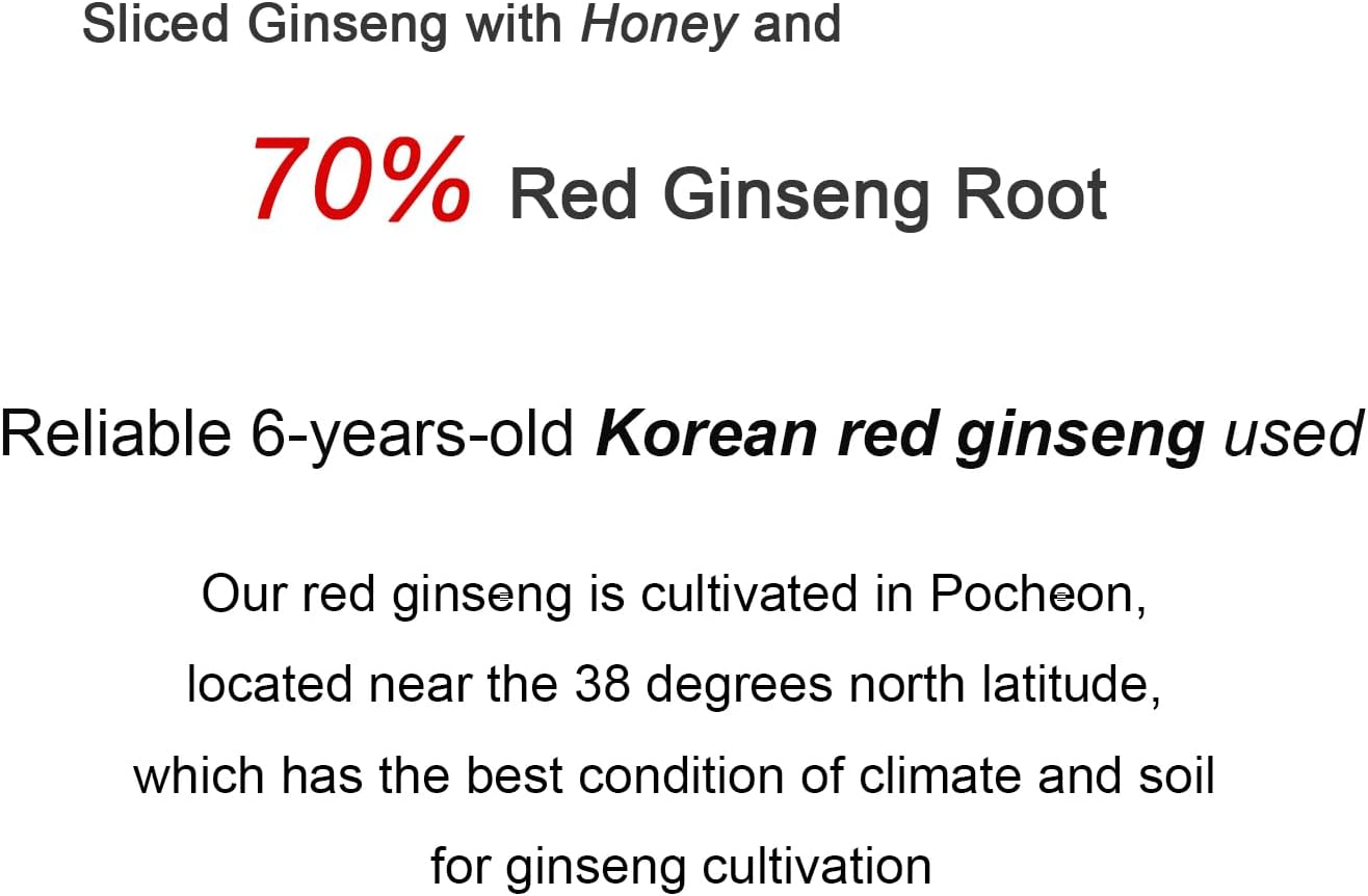 Pocheon 200g(10ea X 20g) 6Years Sliced Korean Panax Red Ginseng Roots with Honey, Saponin, Natural Immune Support