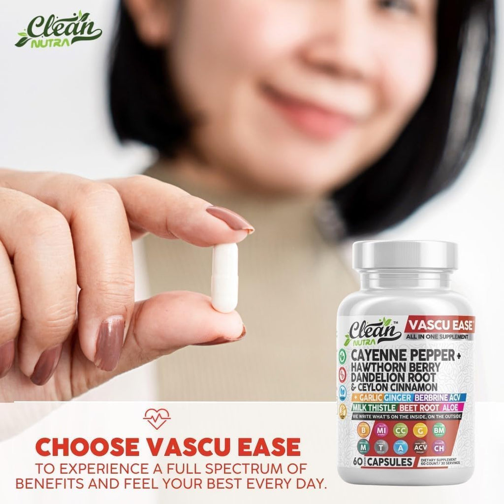 Clean Nutra Cayenne Pepper Capsules Supplement with Hawthorn Berry, Dandelion Root, Ceylon Cinnamon, Garlic, Ginger, Berberine, Apple Cider Vinegar, Milk Thistle, Beet Root, Aloe Vera Pills & More