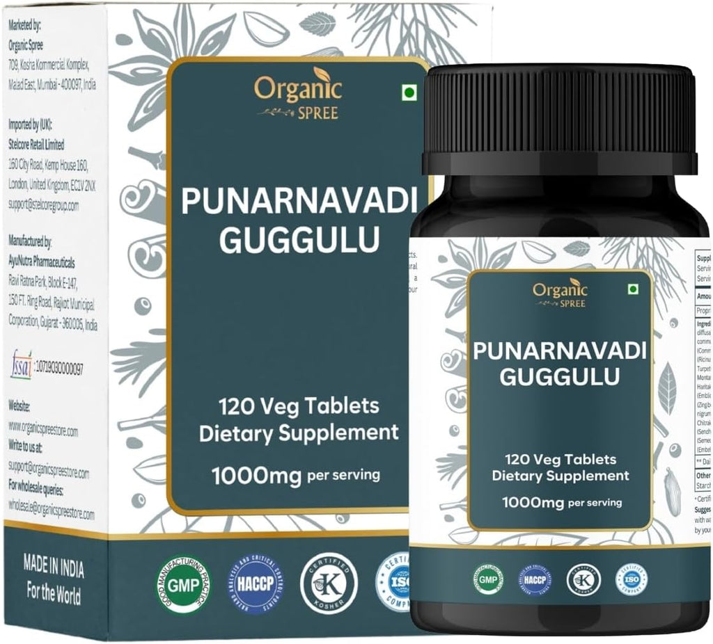 Punarnavadi Guggulu 120 Tablets - Supports Kidney Function* - Ayurvedic Formulation - Certified and Vegetarian (1)
