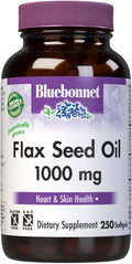 BlueBonnet Flax Seed Oil 1000 mg - Omega 3 6 9 Fatty Acids Heart Health & Skin Support for Women & Men - Cold-Pressed, Organic Flaxseed Oil Capsules - Non-GMO, Gluten-Free, Soy-Free - 250 Softgels