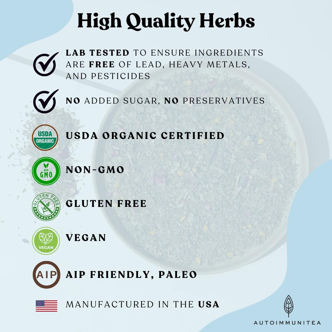 Brain Fog Tea for Herbal Focus & Memory, AIP AutoimmuniTea Protocol Diet Compliant Foods, Whole 30, Paleo Friendly - Nootropics Support Herbs Gingko Biloba, Peppermint, Gotu Kola