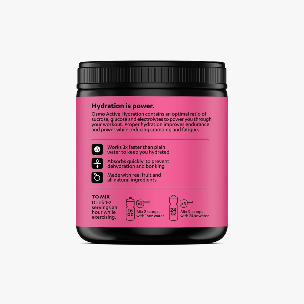 Osmo Active Hydration Electrolyte Powder (20 Servings) - Includes Sodium, Magnesium, Potassium, Carbs & Vitamins, Cane Sugar - All Natural Ingredients, 3X Faster Hydration, Boosts Power & Endurance