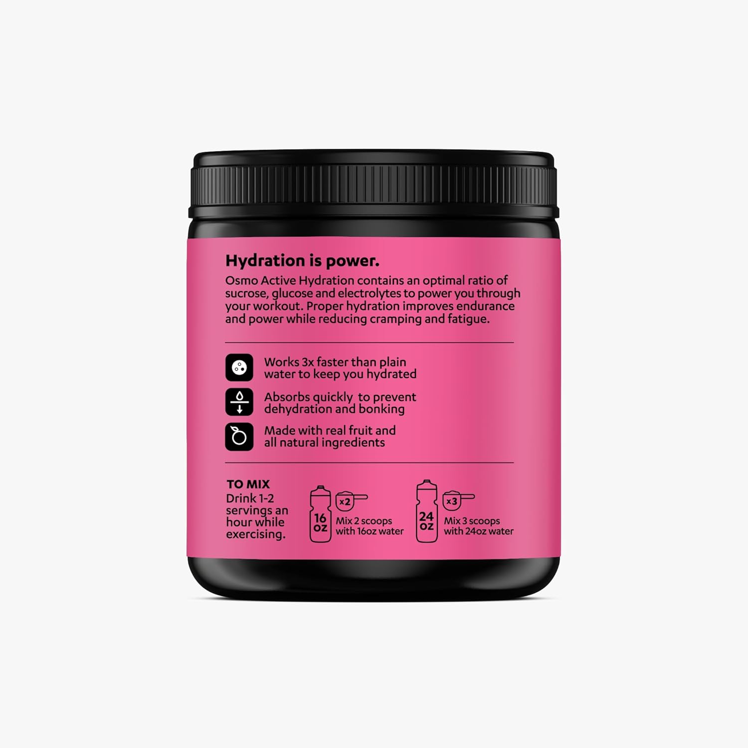 Osmo Active Hydration Electrolyte Powder (20 Servings) - Includes Sodium, Magnesium, Potassium, Carbs & Vitamins, Cane Sugar - All Natural Ingredients, 3X Faster Hydration, Boosts Power & Endurance