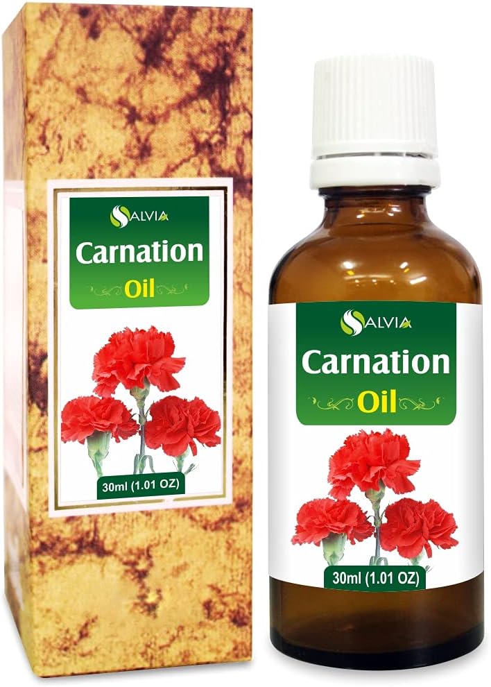 Carnation (Dianthus caryophyllus) Therapeutic Essential Oil by Salvia Amber Bottle 100% Natural Uncut Undiluted Pure Cold Pressed Aromatherapy Premium Oil - 30ML/ 1.1fl oz