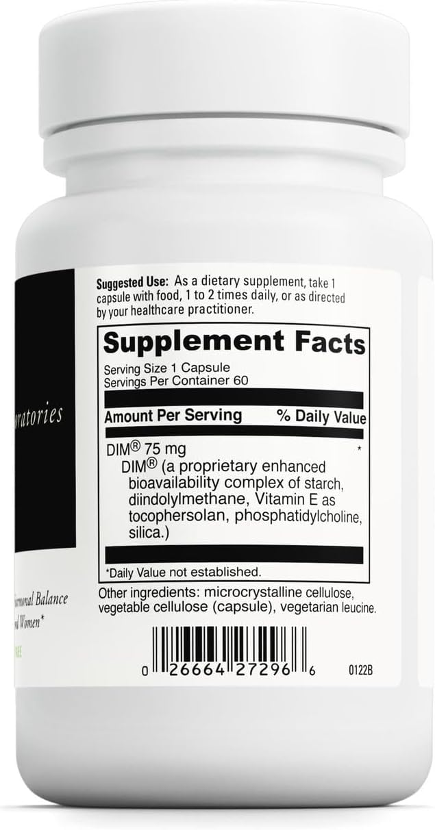 DAVINCI Labs DimPro - Dietary Supplement to Support Hormonal Balance in Men & Women & Healthy Weight Management* - with Vitamin E and More - Vegetarian - Soy-Free - Gluten-Free - 60 Capsules