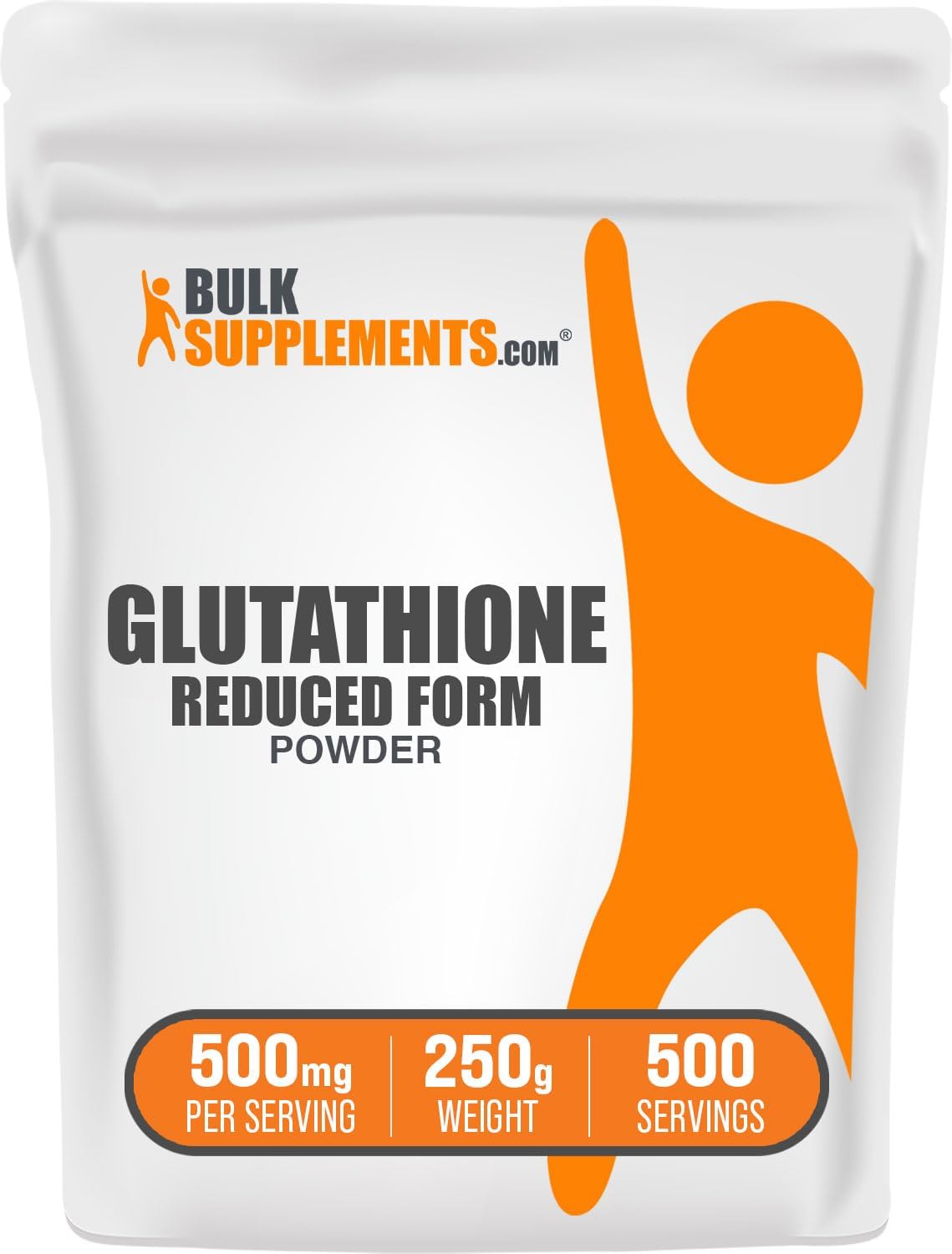 BulkSupplements.com Glutathione Reduced Powder - Glutathione Supplement, Reduced Glutathione Powder - Glutathione 500mg, Gluten Free, 500mg per Serving, 250g (8.8 oz) (Pack of 1)