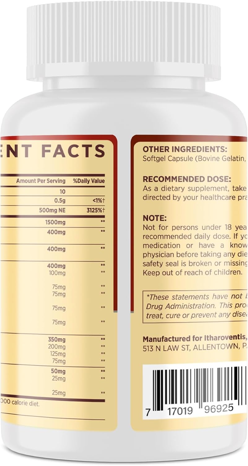 Cholesterol Supplements with Plant Sterols, Niacin, Red Yeast Rice, Bergamot, Omega-3 & Garlic - Advenced Absorption Formula - 180 Softgels