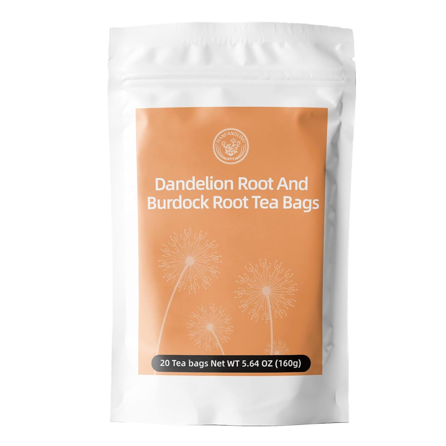 HANFANGLING Roasted Dandelion Burdock Root Herbal Tea-Detoxifying,Supports Gentle Liver/Kidney/Intestinal Caffeine-Free Coffee Alternative Detoxification,20 Count,(5.64oz 160g)