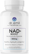 DR. EMIL NUTRITION NAD+ Boost - Nicotinamide Riboside Supplement for Longevity, Healthy Aging & Cellular Regeneration - NAD Supplement with with Berberine, L-Theanine & Niacin - 30-Day Supply