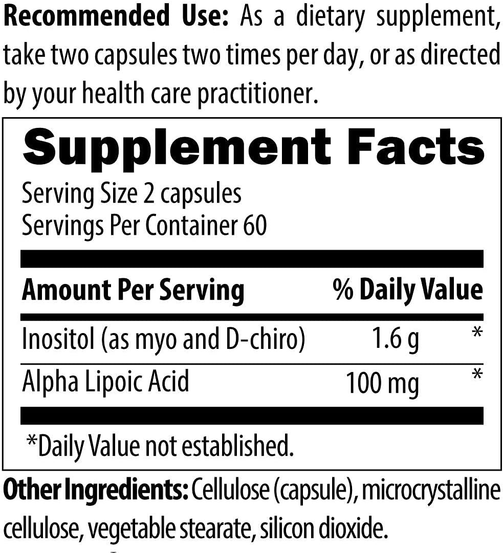 Designs for Health Inositol + ALA Capsules - Sensitol Myo-inositol (MI) + D-Chiro Inositol (DCI) with Alpha Lipoic Acid - Vegan, Non-GMO Supplement (120 Capsules)
