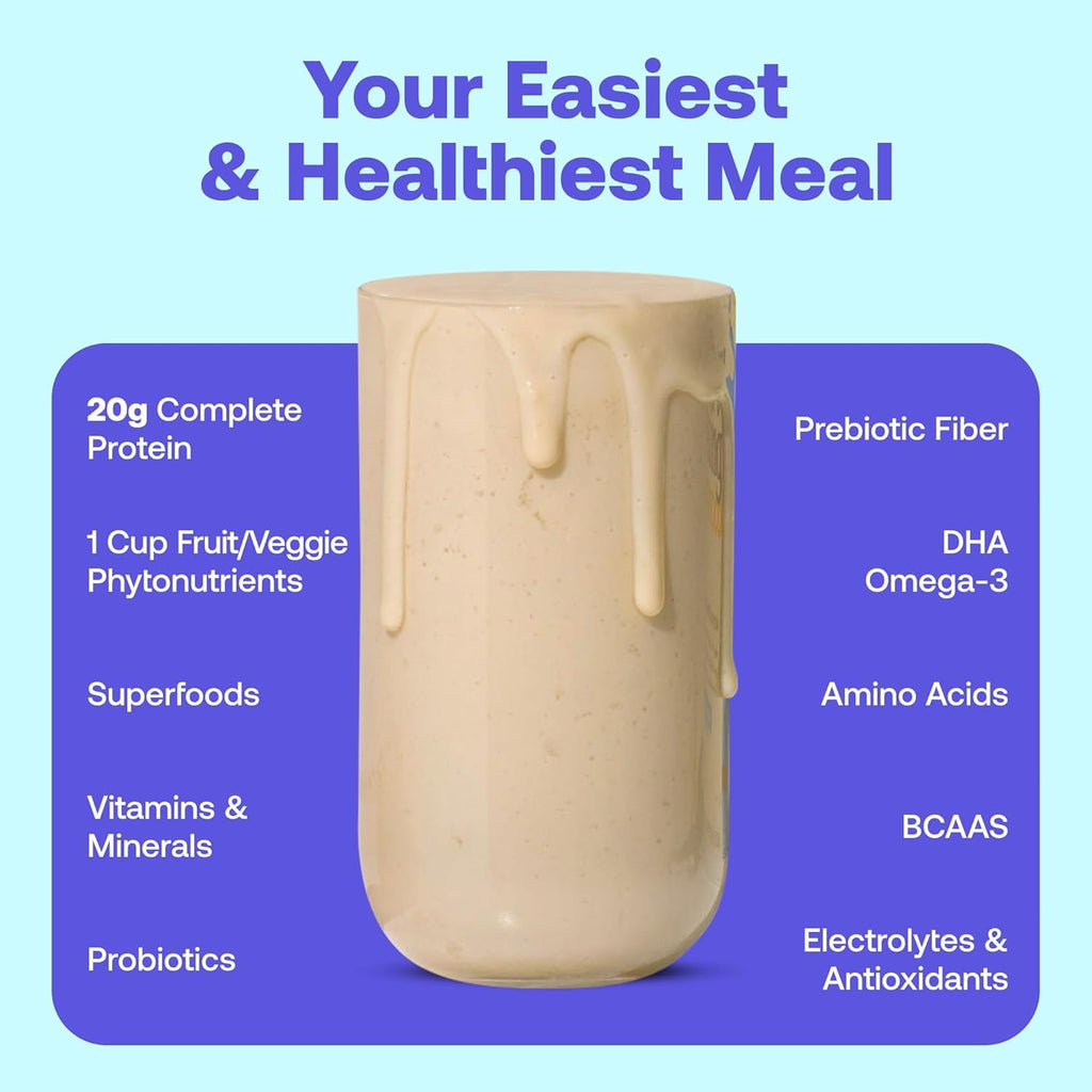 Happy Viking Vanilla Bean Plant Protein Powder, Created by Venus Williams, 20G Protein, Low Carb, Keto, Vegan, Gluten-Free, Non-GMO, Superfoods, Complete Meal Replacement, 8 Single Serve Packs