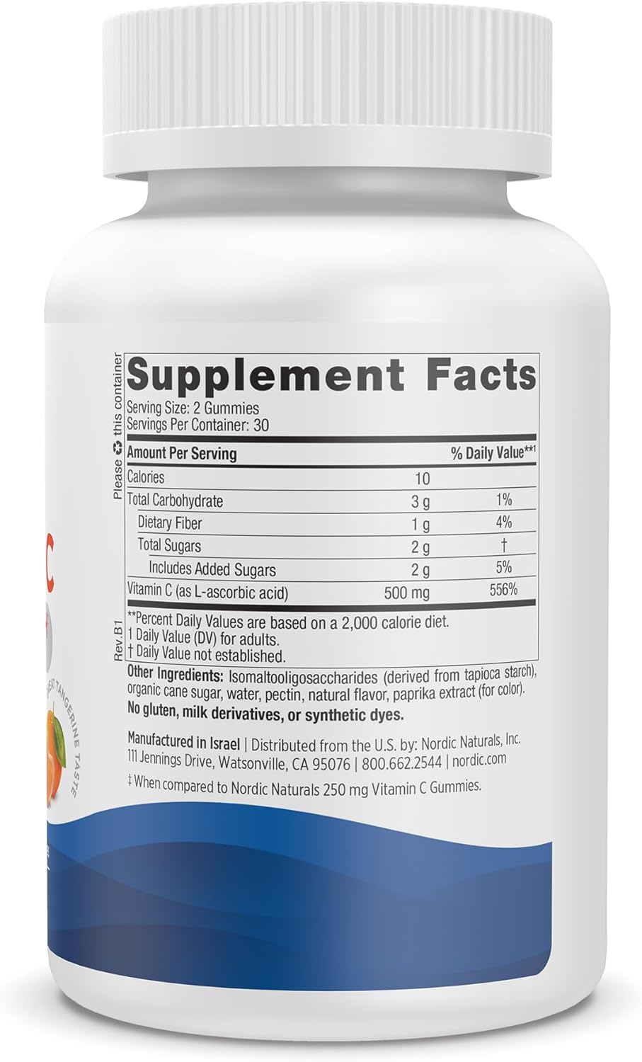 Nordic Naturals Vitamin C Extra Strength Gummies - Tangerine Flavor - 60 Gummies - 500 mg Vegan Vitamin C Supplement - Low-Sugar Immune - Support - 30 Servings