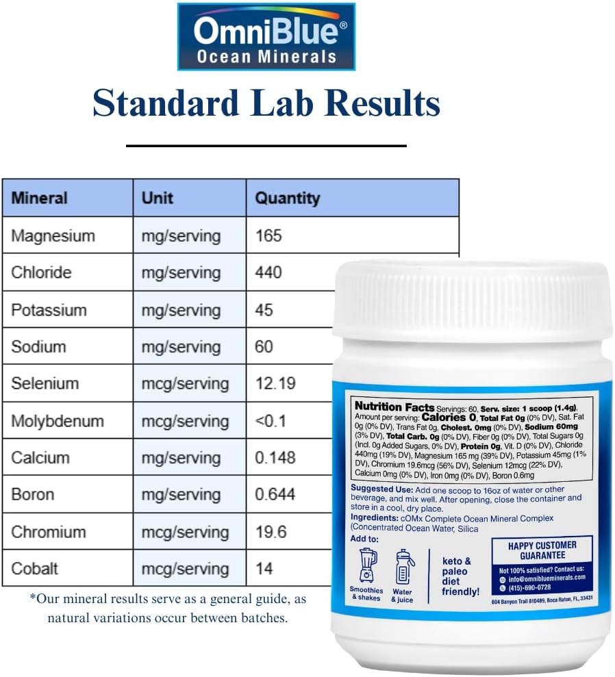 Trace Ocean Minerals & Hydration Powder - Magnesium, Boron, Selenium - 70+ Natural Minerals for Replenishment, Sleep and Overall Health- Keto, Vegan & Paleo Diet Support (60 Servings)