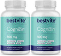 BESTVITE Cognizin 500mg (120 Vegetarian Capsules) (60x2) - Clinically Studied Premium Choline Nootropic - No Stearates - Vegan - Non GMO - Gluten Free - Brain Supplements for Memory and Focus